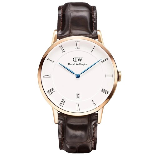 Daniel Wellington Mens Gold Tone Brown Leather Quartz Watch Works New Battery Daniel Wellington DW Men main image 3