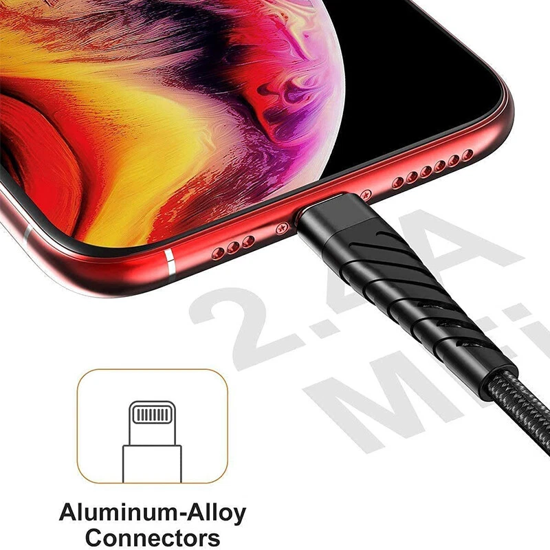 For iPhone 6 7 8 Plus iPhone X XR 11 12 Pro Max Charger USB Cable Cord 3/6/10Ft - Image 4 of 4