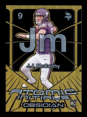 J.J. MCCARTHY 2024 OBSIDIAN #16 ATOMIC INITIALS GOLD #09/10  HIS JERSEY #9 T6090