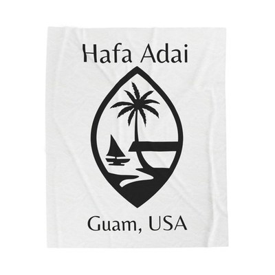 Hafa Adai Guam USA Velveteen Plush Blanket | Island Palm Sailboat Design