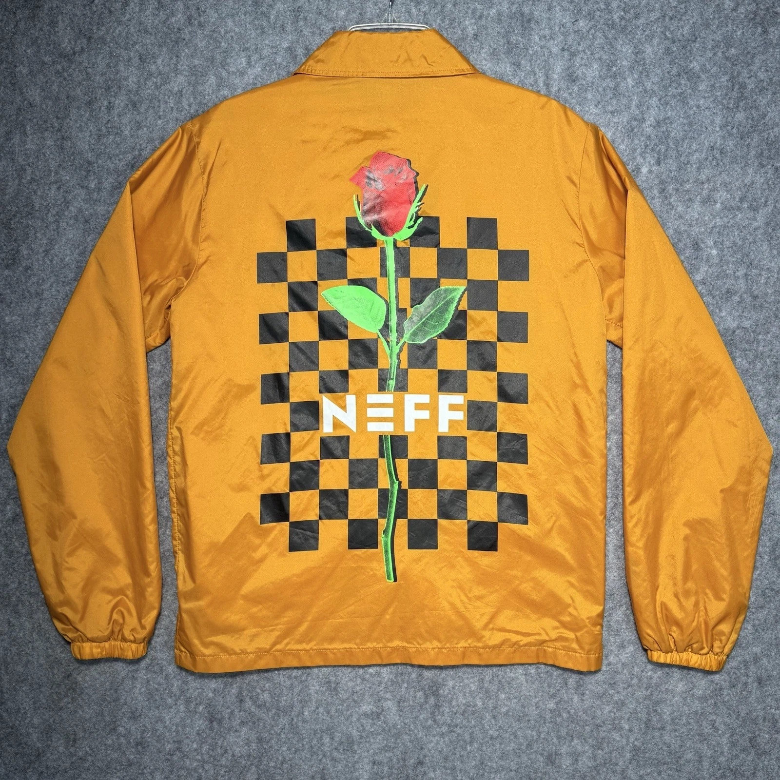 NEFF Jacket Windbreaker Size Small Yellow With Rose