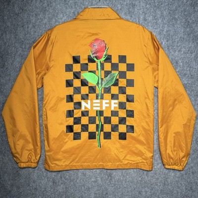 NEFF Jacket Windbreaker Size Small Yellow With Rose