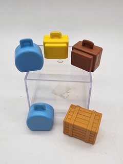 5 Fisher Price Little People Bolsa Equipaje Maleta Aeropuerto Amarillo Verde De Colección