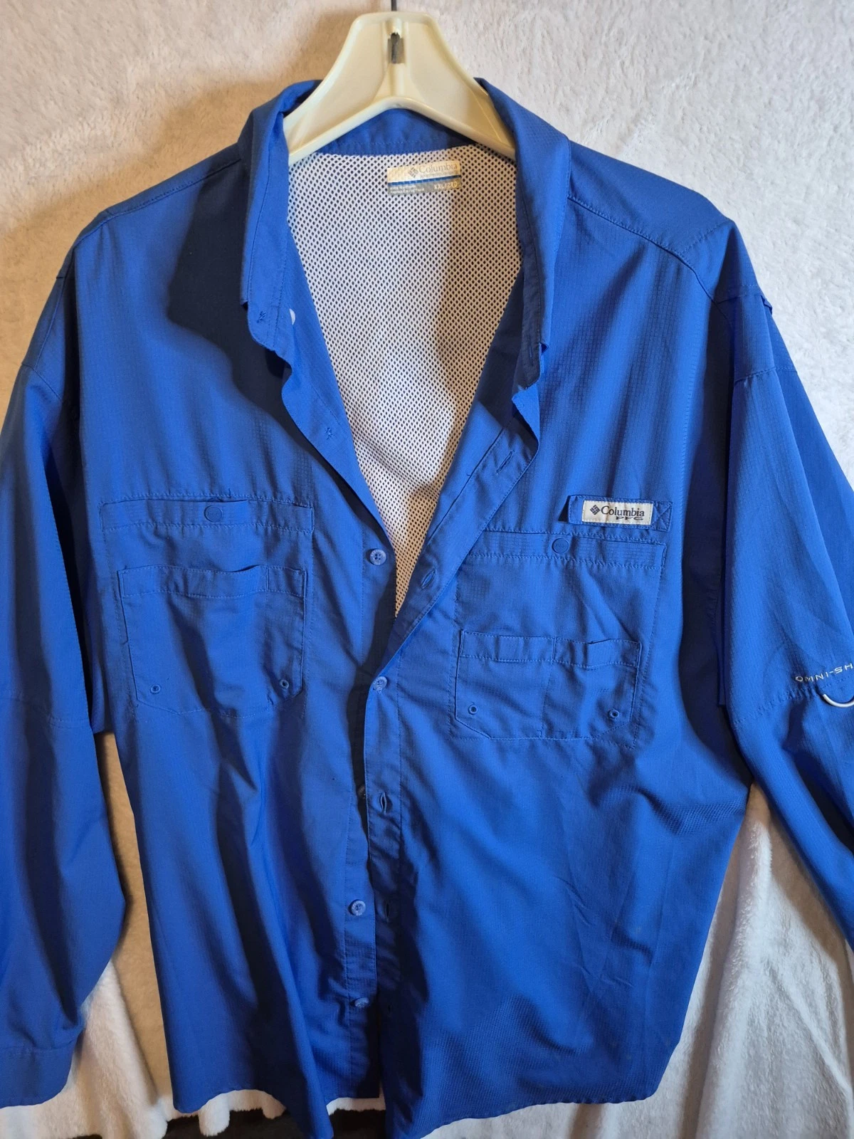 Columbia PFG L/S Button Front Shirt XXL Blue-FISHING, Outdoors