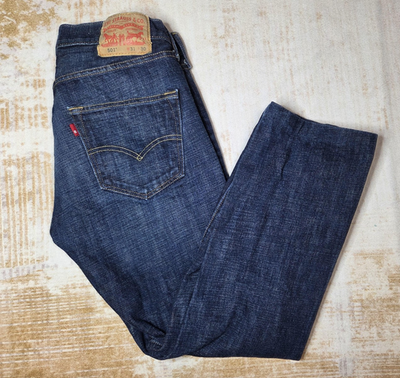 Levis 501 Jeans Mens 3ox27 Blue Straight Leg Button Fly Denim
