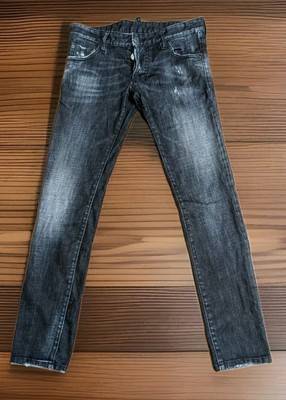 Dsquared2 Regular Clement Distressed Skinny Jeans Black Button Fly 30 x 30 IT 44