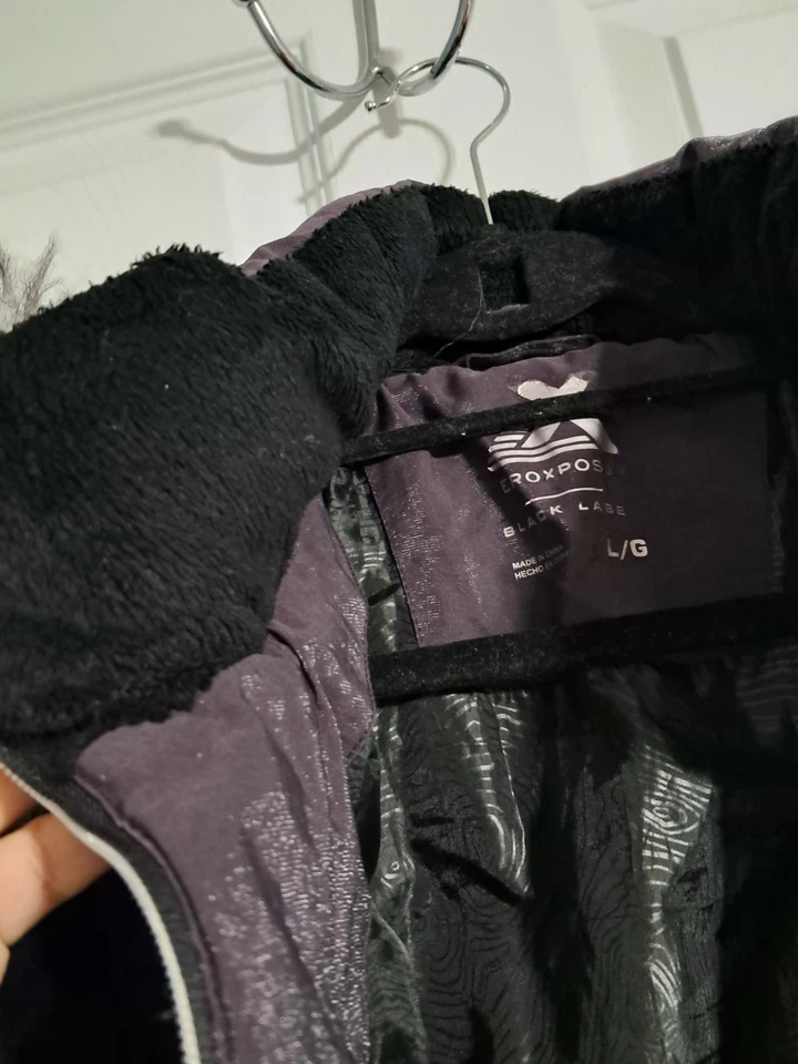 ZeroXposur Black Label hooded coat with fur trim, purple with glitter. Women's L - Image 2 of 4