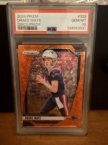 2024 Panini Prizm Rookie Drake Maye #329 Disco Prizm New England Patriots PSA 10