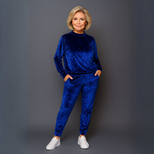 ROCKTHOSECURVES WOMENS VELVET STRETCH TRACKSUIT LOUNGE WEAR COMFY PLUS SIZE - Picture 24 of 49
