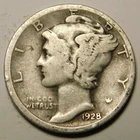 1928 D Mercury Dime VG-F "Actual Coin Pictured Not Cleaned, Polished or Dipped"