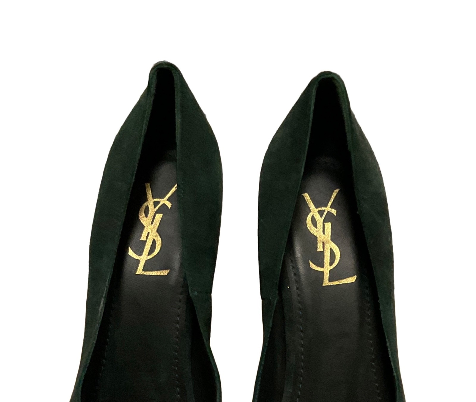 SAINT LAURENT Scarpe YSL scamosciate verde scuro plateau alta collina 9