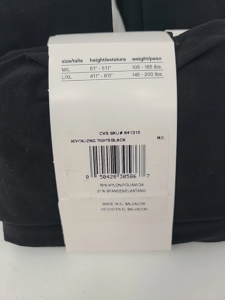 Hanes Silky Revitalizing Tights Opaque Leg M/L Black Graduated Compression x3 - Image 4 of 4