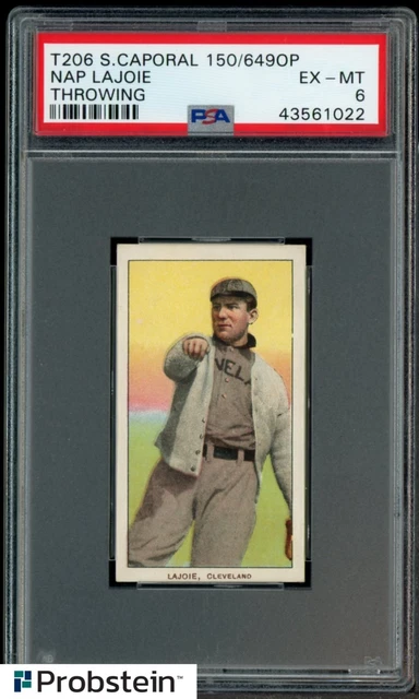 T206 Nap Lajoie HOF Throwing Sweet Caporal 150 Motive PSA 6 EX-MT