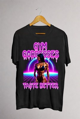 Gym Goddesses Retro Neon Fitness Graphic T-Shirt Black Tee