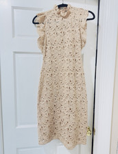 Zara Women s Size 6 Beige Floral Lace Sheath ...