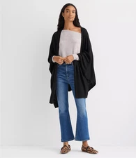 LOFT $89 Travel Wrap sweater shawl kimono Black ONE SIZE