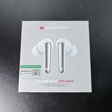 Monster N-Lite 203 AirLinks Wireless Earbuds Bluetooth Headphones White Silver