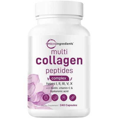 Micro Ingredients Multi Collagen Pills Types I,II,III,V,X for Hair, Skin & Nails