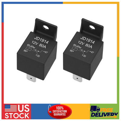 2 Pack JD1914 12V 80A 5-Pin SPDT Automotive Relay Waterproof for Truck Boat