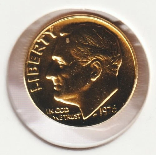 24k Gold Plate Rare Old US 1976 Liberty Roosevelt Dime Collector Collection Coin