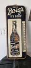 Vintage 1950s Metal BARQ'S ROOT BEER SIGN Donasco Thermometer 25" X 10"