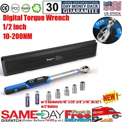  Dejunpool Digital Torque Wrench Adjustable Torque Wrench 1/2'' Drive 10-200NM US