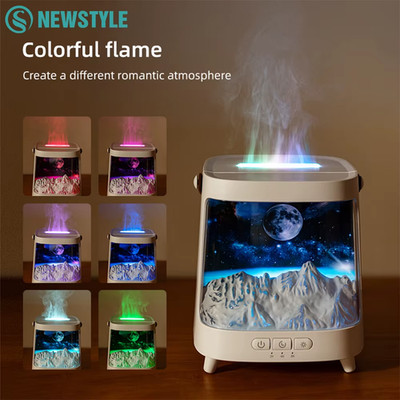 200ML Flame Aroma Diffuser Aurora Light Ultrasonic Humidifier w/ Remote