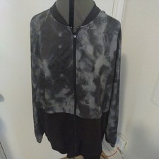 Tek Gear DryTek Size 2X Mixed Media Windbreaker Jacket Womens Black Workout