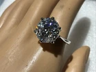 925 Sterling Silver Rhodium Plated Vintage LARGE 13mm Cz Ring Size 8