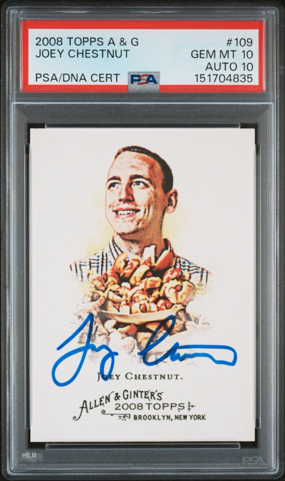 Joey Chestnut 2008 Topps Allen & Ginter #109 Rookie Autograph PSA 10 Auto 10 Gem