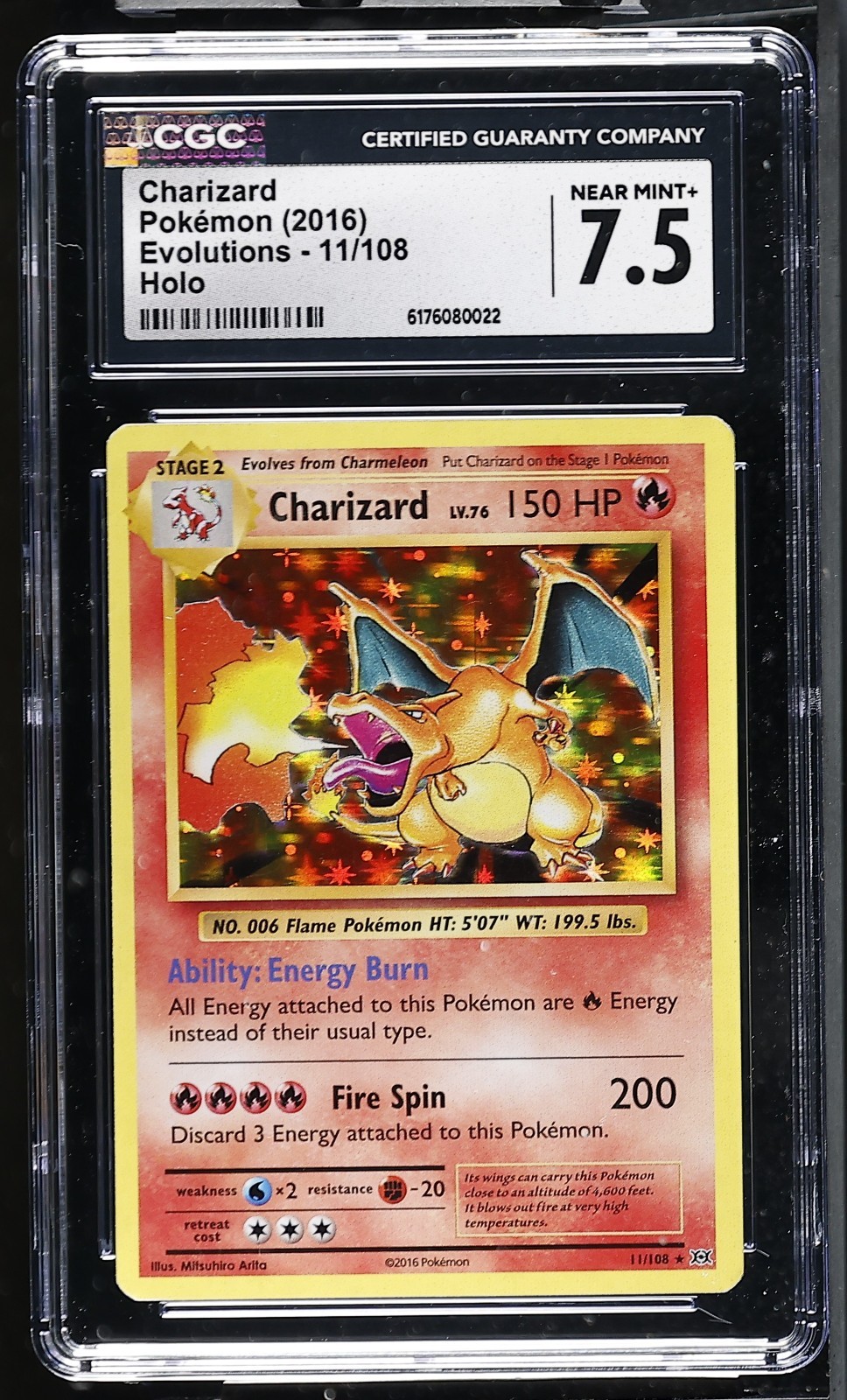 Pokemon Company 2016 Evolutions Charizard 11/108 Reverse Holo CGC 7.5