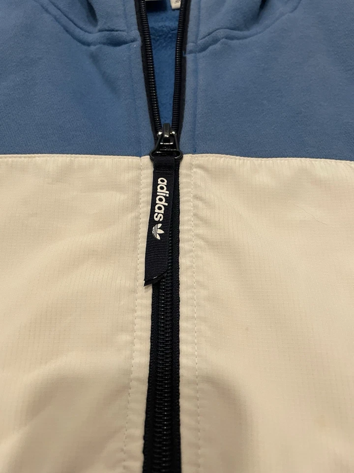 Y2K Adidas Originales ID96 XXL Cremallera Completa Chaqueta de Pista Azul/Blanco con Bolsillos con Cremallera Foto 4 de 4