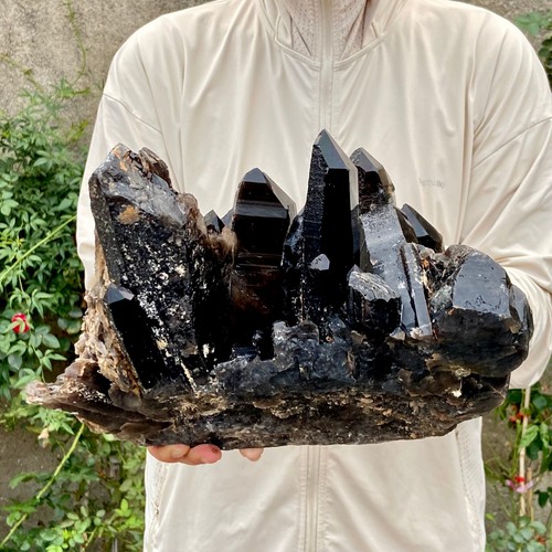 4.6LB Large Natural Smoky Black Quartz Cluster Crystal raw Specimen Healing - Picture 7 of 12
