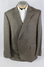 Stafford Mens Sport Coat 50R Brown Birdseye Merino Wool 2 Button Double Vent