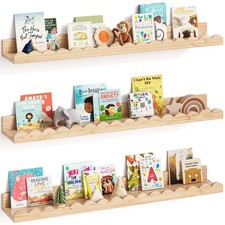 Nursery Book Shelves, Set of 3, Nursery Decor for Baby and Toddler, Scalloped...
