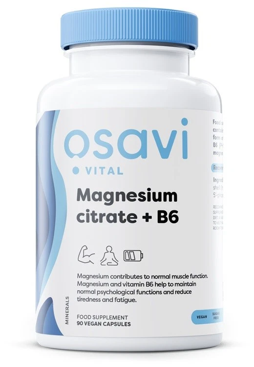 Osavi Magnesium Citrate + B6 - 90 vcaps (176,67 EUR/kg)