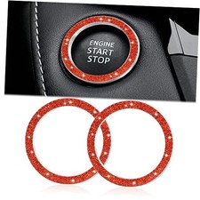 2pcs Bling Car Engine Start Button Cover Ignition Engine Ring-Navy Orange
