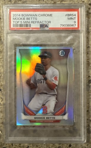 PSA 9 Mint 2014 Bowman Chrome Mookie Betts Mini Refractor BRS4 Red Sox Dodger RC