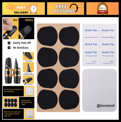 Thick 0.8mm Black Saxophone & Clarinet Mouthpiece Cushions - 8-Pack, Comfort & G