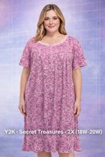 Y2K Secret Treasures Lavender Paisley Nightgown Sleep Shirt Lace Trim 2X 18W-20W