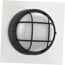 8" Nautical Outdoor Light - Round Bulkhead LED 3000K, 1500LM, 15W 1 Pack Black