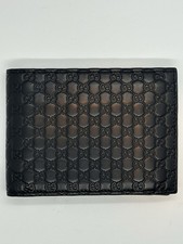 Gucci GG Microguccissima Portafoglio Trifold ID Slot Pelle di Vitello Nero Nuovo