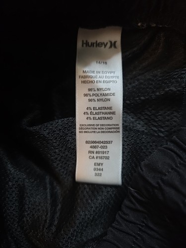 Hurley Boys Black Nylon Elastic Waist Jogger Pants Size 14/16 - Picture 6 of 6