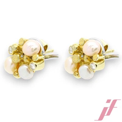 Ohrstecker 585 Gelbgold mit Diamanten ca. 0,08 ct & Biwa Perlen - Bild 1 von 4