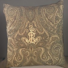 Ralph Lauren Paisley Tapestry Throw Pillow Cover With Embroidered Crest 24  x 24  