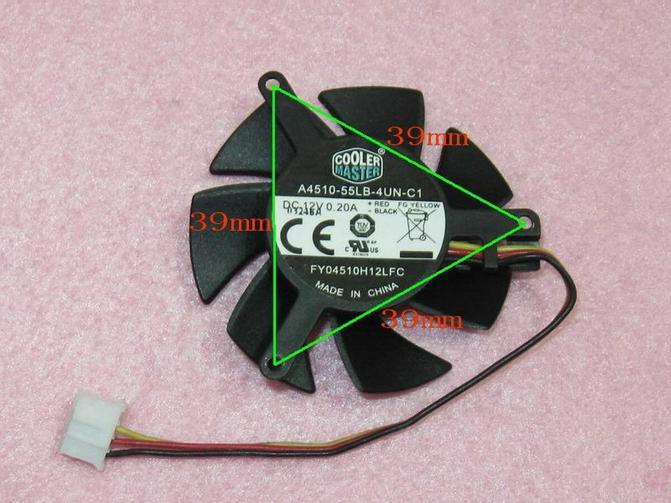 Cooler Fan For ATI NVIDIA FY04510H12LFC 45mm 4 Pin 3 Wire Graphics Card - Image 2 of 2