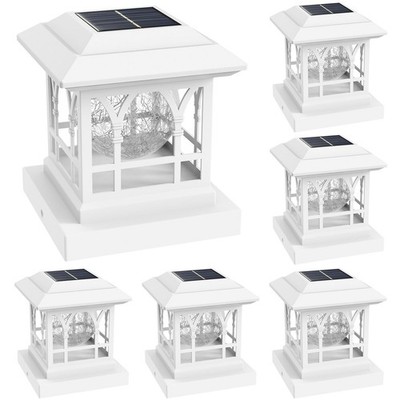 Fence Post Solar Lights, Crackle Glass Solar Post Cap Lights, 20 Lumens, Warm...