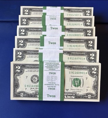 10 ($2) TWO DOLLAR BILLS UNCIRCULATED SEQUENTIAL - BUY MORE, SAVE MORE!
