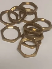 Brass Hex Nuts 13/16" Hex X 1/8" Thickness and 11/16-24 Thread Pack of 20