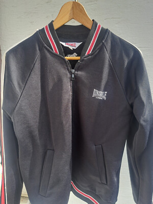 Lonsdale London Zipper Jacke schwarz mit rot weißen Streifen Gr. M top Zustand